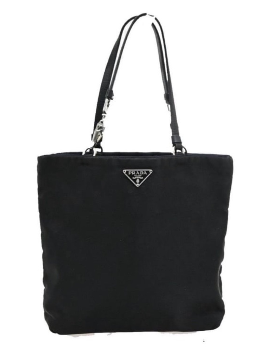 PRADA⭐️Vintage Black Nylon Tote with Leather Handles with silver! Offers welcome